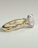 Trinity - Oval 4 Claw Solitaire with Twisted Band Engagement Ring - 18k Yellow Gold / 18k White Gold