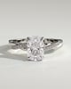 Violetta - Elongated Cushion Claw Solitaire with Hidden Halo and Twisted Alternating Pave Band Engagement Ring - 18k White Gold