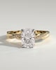 Violetta - Elongated Cushion Claw Solitaire with Hidden Halo and Twisted Alternating Pave Band Engagement Ring - 18k Yellow Gold / 18k White Gold