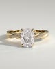 Violetta - Elongated Cushion Claw Solitaire with Hidden Halo and Twisted Alternating Pave Band Engagement Ring - 18k Yellow Gold