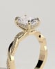 Violetta - Elongated Cushion Claw Solitaire with Hidden Halo and Twisted Alternating Pave Band Engagement Ring - 18k Yellow Gold