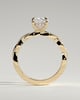 Violetta - Elongated Cushion Claw Solitaire with Hidden Halo and Twisted Alternating Pave Band Engagement Ring - 18k Yellow Gold