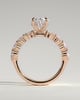 Vivianne - Oval Claw Solitaire with Half Eternity Oval Band and Hidden Halo Engagement Ring - 18k Rose Gold High Setting