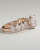 Vivianne - Oval Claw Solitaire with Half Eternity Oval Band and Hidden Halo Engagement Ring - 18k Rose Gold High Setting