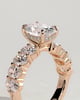 Vivianne - Oval Claw Solitaire with Half Eternity Oval Band and Hidden Halo Engagement Ring - 18k Rose Gold High Setting