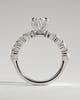 Vivianne - Oval Claw Solitaire with Half Eternity Oval Band and Hidden Halo Engagement Ring - 18k White Gold High Setting