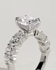 Vivianne - Oval Claw Solitaire with Half Eternity Oval Band and Hidden Halo Engagement Ring - 18k White Gold High Setting