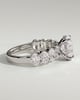 Vivianne - Oval Claw Solitaire with Half Eternity Oval Band and Hidden Halo Engagement Ring - 18k White Gold High Setting