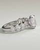 Vivianne - Oval Claw Solitaire with Half Eternity Oval Band and Hidden Halo Engagement Ring - 18k White Gold High Setting