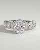 Vivianne - Oval Claw Solitaire with Half Eternity Oval Band and Hidden Halo Engagement Ring - 18k White Gold High Setting
