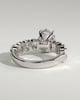 Vivianne - Oval Claw Solitaire with Half Eternity Oval Band and Hidden Halo Engagement Ring - 18k White Gold High Setting