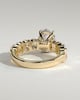 Vivianne - Oval Claw Solitaire with Half Eternity Oval Band and Hidden Halo Engagement Ring - 18k Yellow Gold High Setting