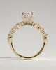 Vivianne - Oval Claw Solitaire with Half Eternity Oval Band and Hidden Halo Engagement Ring - 18k Yellow Gold High Setting