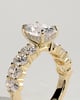 Vivianne - Oval Claw Solitaire with Half Eternity Oval Band and Hidden Halo Engagement Ring - 18k Yellow Gold High Setting