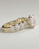 Vivianne - Oval Claw Solitaire with Half Eternity Oval Band and Hidden Halo Engagement Ring - 18k Yellow Gold High Setting