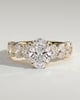Vivianne - Oval Claw Solitaire with Half Eternity Oval Band and Hidden Halo Engagement Ring - 18k Yellow Gold High Setting