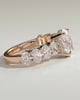 Vivianne - Oval Claw Solitaire with Half Eternity Oval Band and Hidden Halo Engagement Ring - 18k Rose Gold Low Setting