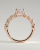 Vivianne - Oval Claw Solitaire with Half Eternity Oval Band and Hidden Halo Engagement Ring - 18k Rose Gold Low Setting