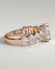 Vivianne - Oval Claw Solitaire with Half Eternity Oval Band and Hidden Halo Engagement Ring - 18k Rose Gold Low Setting