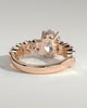 Vivianne - Oval Claw Solitaire with Half Eternity Oval Band and Hidden Halo Engagement Ring - 18k Rose Gold Low Setting
