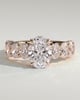 Vivianne - Oval Claw Solitaire with Half Eternity Oval Band and Hidden Halo Engagement Ring - 18k Rose Gold Low Setting