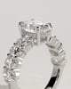 Vivianne - Oval Claw Solitaire with Half Eternity Oval Band and Hidden Halo Engagement Ring - 18k White Gold Low Setting
