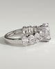 Vivianne - Oval Claw Solitaire with Half Eternity Oval Band and Hidden Halo Engagement Ring - 18k White Gold Low Setting