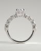 Vivianne - Oval Claw Solitaire with Half Eternity Oval Band and Hidden Halo Engagement Ring - 18k White Gold Low Setting