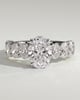 Vivianne - Oval Claw Solitaire with Half Eternity Oval Band and Hidden Halo Engagement Ring - 18k White Gold Low Setting