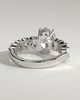 Vivianne - Oval Claw Solitaire with Half Eternity Oval Band and Hidden Halo Engagement Ring - 18k White Gold Low Setting