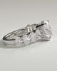 Vivianne - Oval Claw Solitaire with Half Eternity Oval Band and Hidden Halo Engagement Ring - 18k White Gold Low Setting