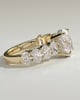 Vivianne - Oval Claw Solitaire with Half Eternity Oval Band and Hidden Halo Engagement Ring - 18k Yellow Gold Low Setting