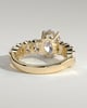 Vivianne - Oval Claw Solitaire with Half Eternity Oval Band and Hidden Halo Engagement Ring - 18k Yellow Gold Low Setting