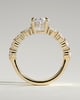 Vivianne - Oval Claw Solitaire with Half Eternity Oval Band and Hidden Halo Engagement Ring - 18k Yellow Gold Low Setting