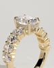 Vivianne - Oval Claw Solitaire with Half Eternity Oval Band and Hidden Halo Engagement Ring - 18k Yellow Gold Low Setting