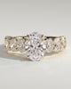Vivianne - Oval Claw Solitaire with Half Eternity Oval Band and Hidden Halo Engagement Ring - 18k Yellow Gold Low Setting