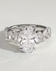 Vivianne - Oval Claw Solitaire with Half Eternity Oval Band and Hidden Halo Engagement Ring - 4ct White Gold