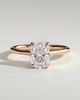 Wendy - Elongated Cushion Claw Solitaire with Hidden Halo, Tapered Band and Cathedral High Setting Engagement Ring - 18k Rose Gold