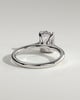 Wendy - Elongated Cushion Claw Solitaire with Hidden Halo, Tapered Band and Cathedral High Setting Engagement Ring - 18k White Gold
