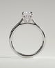 Wendy - Elongated Cushion Claw Solitaire with Hidden Halo, Tapered Band and Cathedral High Setting Engagement Ring - 18k White Gold