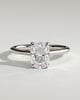 Wendy - Elongated Cushion Claw Solitaire with Hidden Halo, Tapered Band and Cathedral High Setting Engagement Ring - 18k White Gold