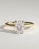 Wendy - Elongated Cushion Claw Solitaire with Hidden Halo, Tapered Band and Cathedral High Setting Engagement Ring - 18k Yellow Gold