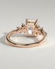 Radiant 4 Claw Solitaire with Clustered Round Shoulder Stones Engagement Ring - 18k Rose Gold