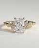 Radiant 4 Claw Solitaire with Clustered Round Shoulder Stones Engagement Ring - 18k Yellow Gold
