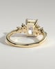 Radiant 4 Claw Solitaire with Clustered Round Shoulder Stones Engagement Ring - 18k Yellow Gold