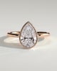 Winslet - Pear Bezel Solitaire with Petal Gallery Engagement Ring - 18k Rose Gold
