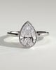 Winslet - Pear Bezel Solitaire with Petal Gallery Engagement Ring - 18k White Gold