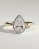 Winslet - Pear Bezel Solitaire with Petal Gallery Engagement Ring - 18k Yellow Gold / 18k White Gold