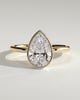 Winslet - Pear Bezel Solitaire with Petal Gallery Engagement Ring - 18k Yellow Gold