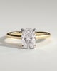 Yasmine - Elongated Cushion Cathedral Solitaire with Hidden Halo and Pav - 18k Yellow Gold / 18k White Gold
